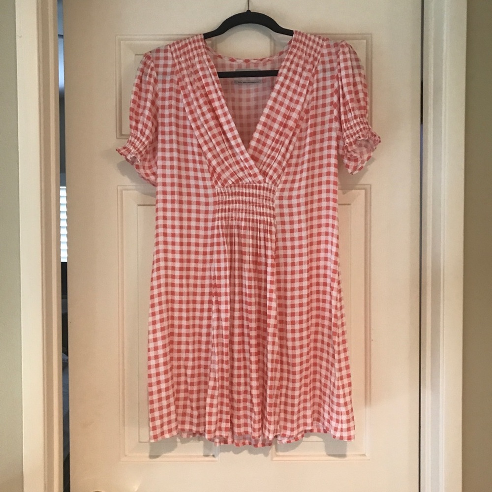 UO pink printed twill prairie dress